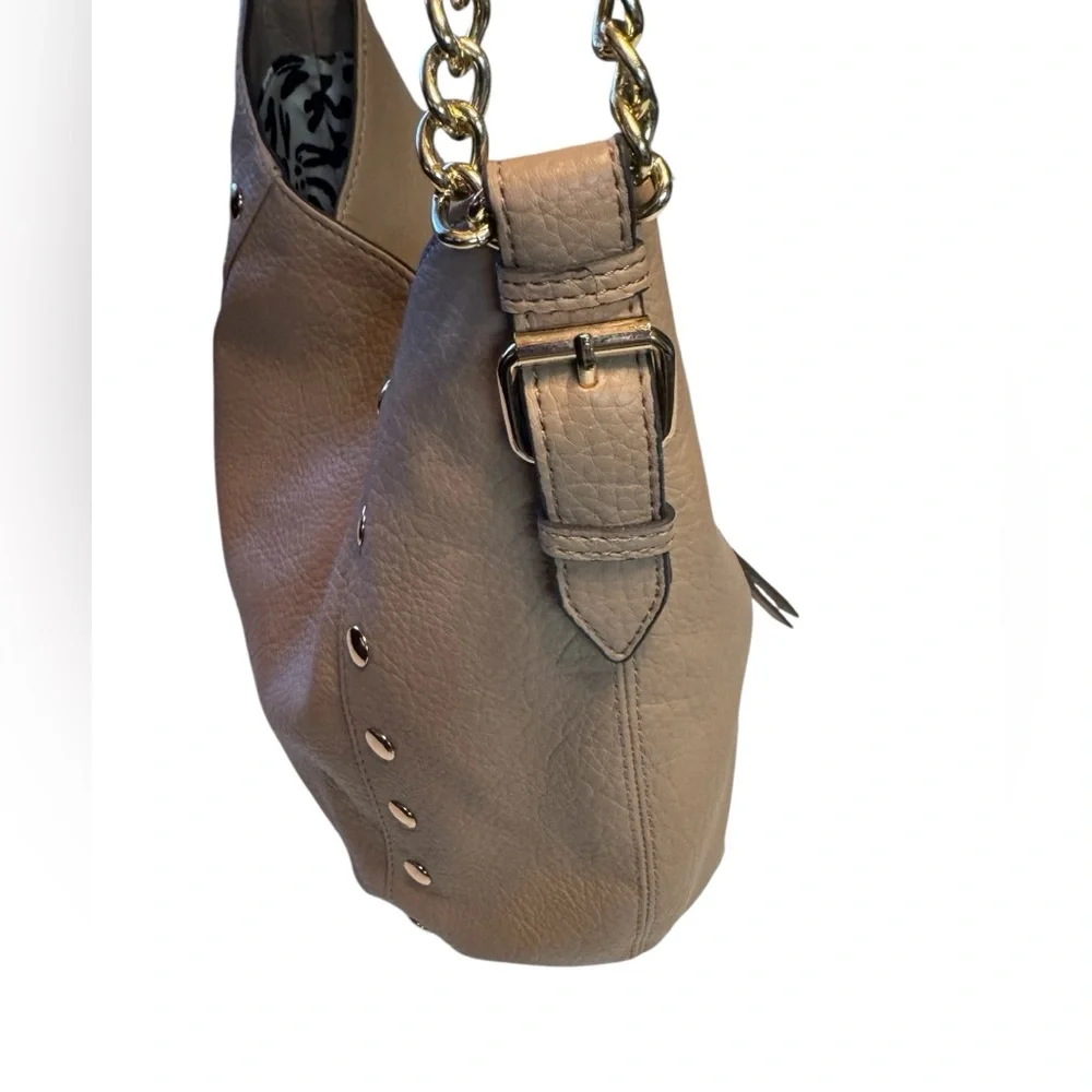 Jessica Simpson Elegant Modern Tan Taupe Shoulder Bag Purse Chain Handle CLEAN